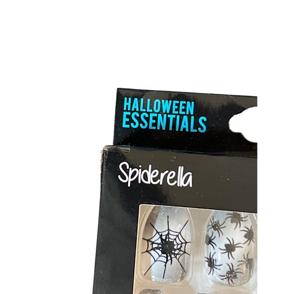 Halloween Essentials Spiderella 24pk Press-On Nails With Spider Web Design NEW - Picture 2 of 5